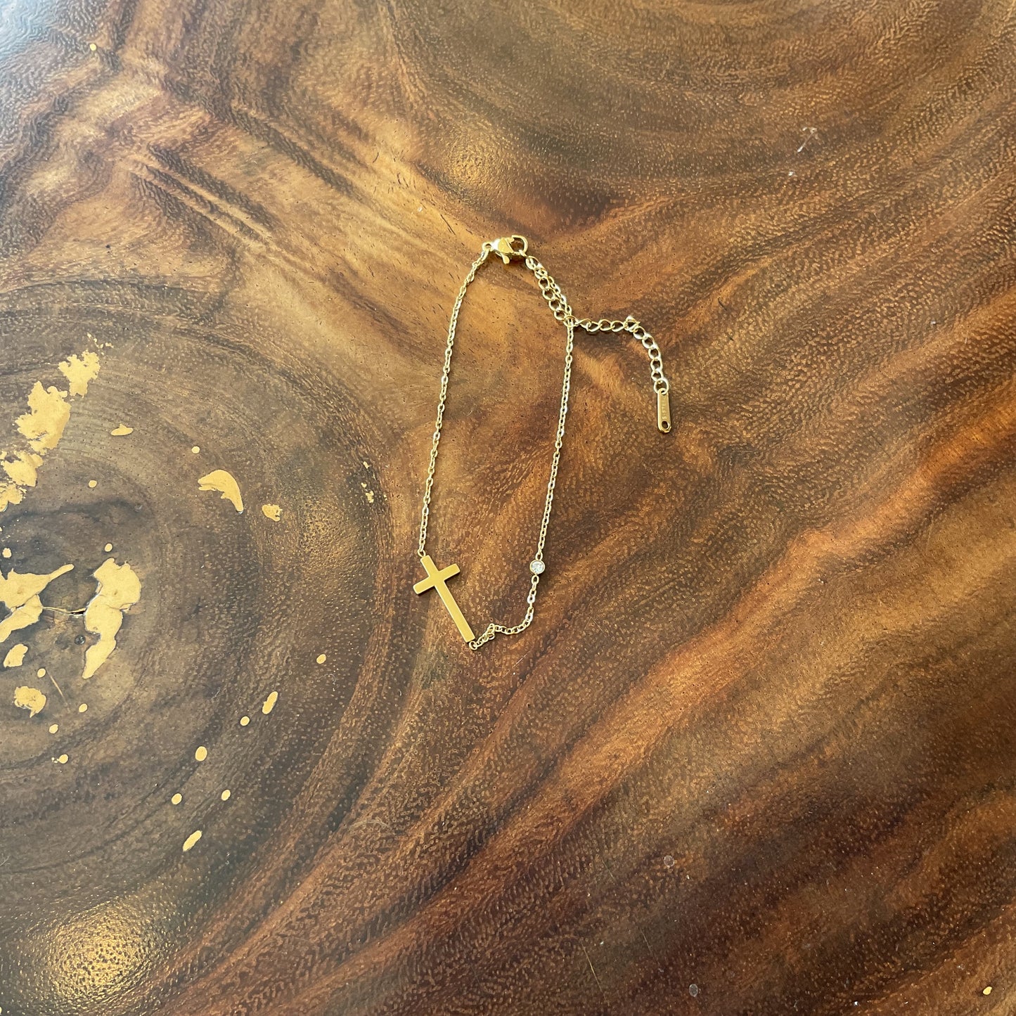 Tobillera Cruz Zirconia Única Del Desierto